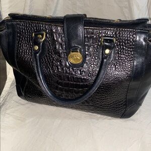 Very softly enjoyed BRAHMIN.  Elegant Black Crocodile-Embossed Handbag.